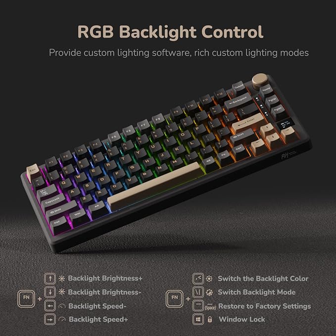 RK ROYAL KLUDGE M75 Wireless Mechanical Keyboard 2.4Ghz/BT5.1/USB-C Gaming Keyboard 75% Layout 81 Keys Gasket Mount with OLED Display & Knob RGB Backlight Hot-Swappable Light Switch, Grey