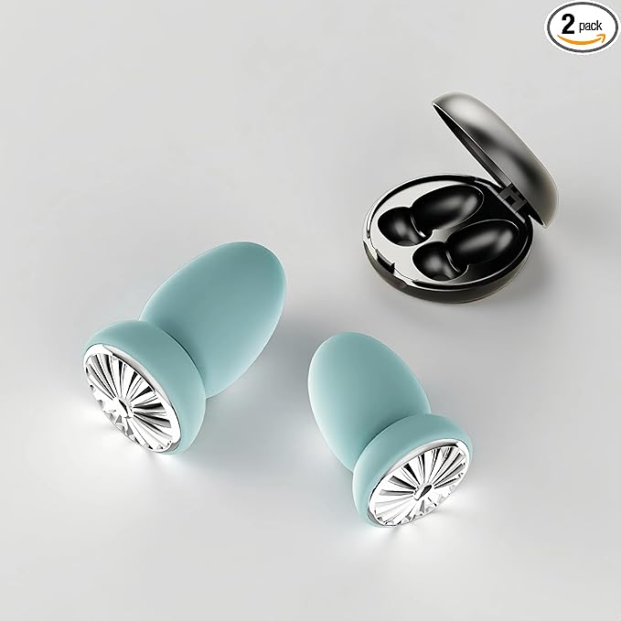 New Shock-Absorbing, soundproof, Sleep Noise Cancelling earplugs, Reusable Noise Cancelling earplugs, Silicone Hearing Protectors for Work and Travel (Blue and Silver)