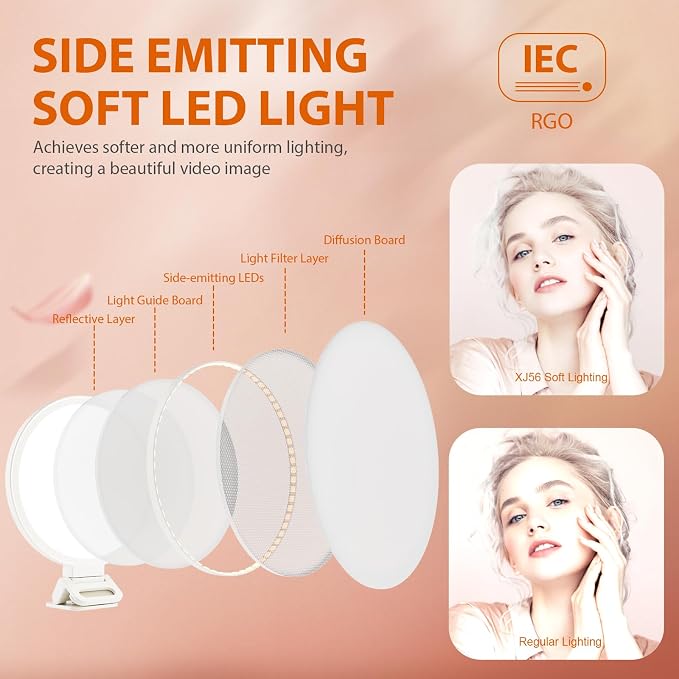 ACMEZING Upgraded Full Screen Ring Light 60 LED Side Emitting Anti-Glare Clip-on Light for Phone iPhone Computer Laptop Monitor, 3 Light Modes for Live Streaming, Selfie, Zoom Video Conference,TikTok