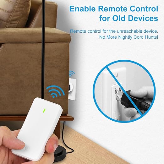 Remote Switch Outlet,GreenCyle Remote Control Outlet Plug with Switch,Wireless On/Off Light Switches Wall Mounted,15A/1500W,TUV List,No Wiring Needed,500ft RF Range,for Lamp,Fans,Household Appliances