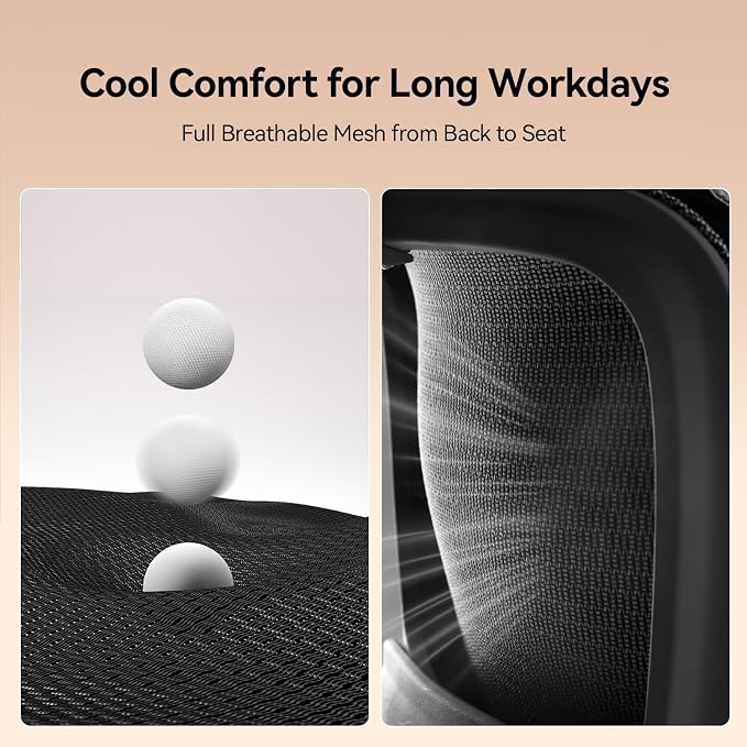 SIHOO B100 Office Chair, Ergonomic Office Chair Without Footrest, Computer Chair with Wide Headrest & Adaptive Lumbar Support, Flip-up Armrests, Swivel Desk Chair for Long Hours, Black