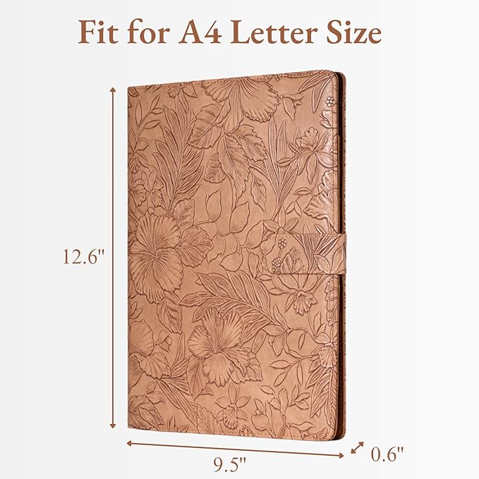 Mymazn Padfolio Portfolio Binder, Faux Leather Interview Resume Folder with Document Organizer & Business Card Holder, Letter-Sized Notepad Legal Pad Holder for Women Men (Brown)
