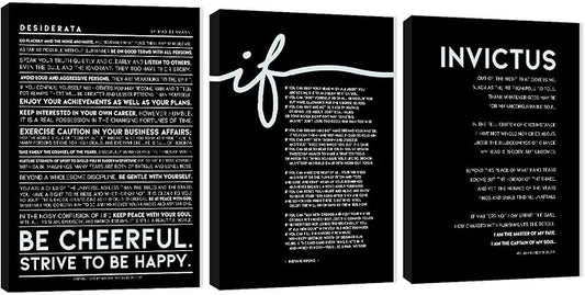 3 Piece Inspirational Wall Art, Black Background Sayings Picture, Quotes Motivational Canvas Prints for Office Decor, Triptych Entrepreneur Painting Framed Artwork for Home Wall Decor (36"Wx24" H)