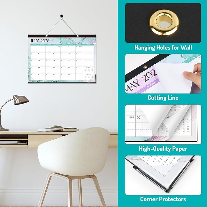 Forvencer Desk Calendar 2026-2027, 21 Months Calendar Runs from April 2026 to December 2027, 17" x 12" Large 2026 Wall Calendar Monthly Planner with Plastic Cover for Home School Office