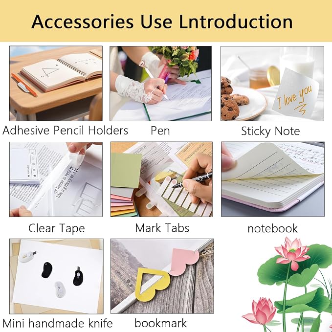 Office Supplies,Desk Accessories,Desk Organizer,Stapler,Tape Dispenser,Folding Phone Holder,Scissors,Notebook,Staple Remover,Staples,Clear Tape,Sticky Notes,Paper Clips,Bookmark,Pen,Pen pals Ect.27pcs
