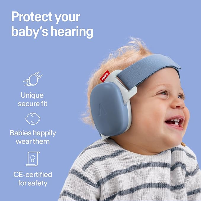 Alpine Muffy Baby Comfort - Protects Hearing for Babies and Toddlers - CE & ANSI Certified - Headband for Safe fit & Comfort - Adjustable for Ages 3-48 Months - 24dB Sound Reduction, Denim