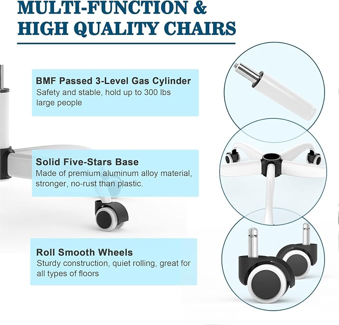 Mimoglad Office Chair, High Back Ergonomic Desk Chair with Adjustable Lumbar Support and Headrest, Swivel Task Chair with flip-up Armrests for Guitar Playing