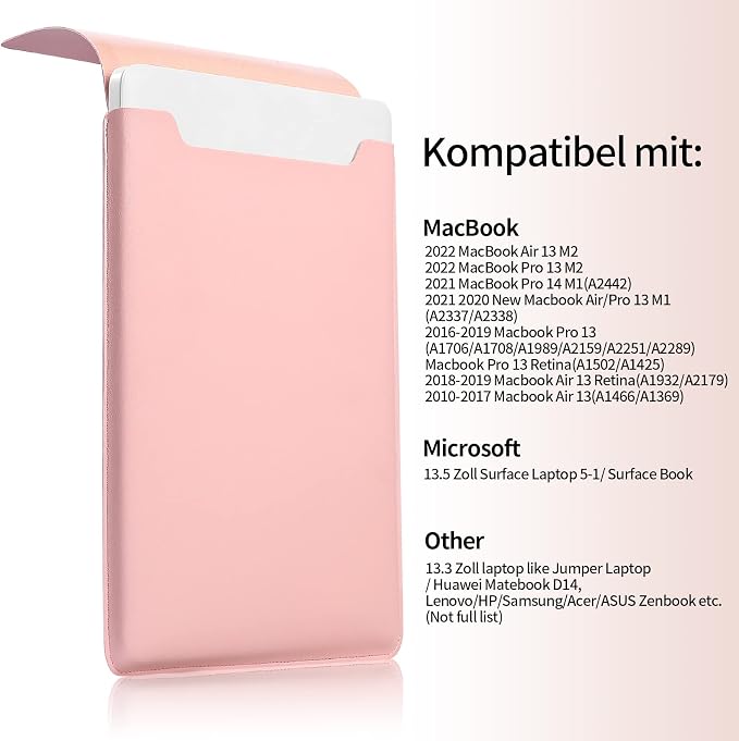13.3-14 Inch Laptop Sleeve - Thin & Padded Case Compatible with 14" (2022), 13.3" (2015) Models | Portable Pink Protective Sleeve (Pink, 13.3-14 Inch)