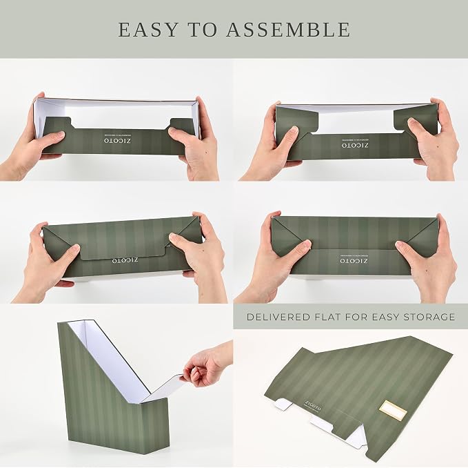 Beautiful Magazine Holder Set of 3 - Sturdy File Holder to Organize Your Desk or Shelves - The Perfect Office & Work Storage to Effortlessly Arrange Your Paperwork, Files, Magazines, Books or Binders