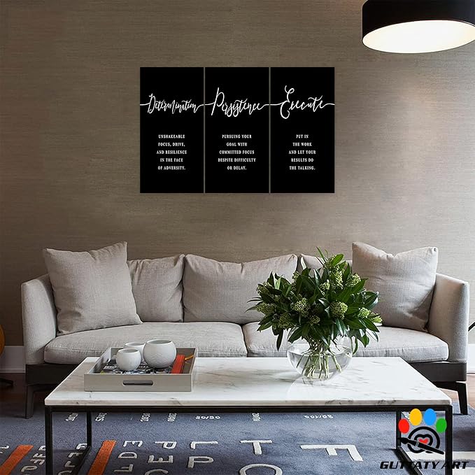 Office Wall Art - 3 Panel Motivational Quotes Canvas Art for Home Office, Entrepreneur Poster Frame (20'x30'x3Pcs)