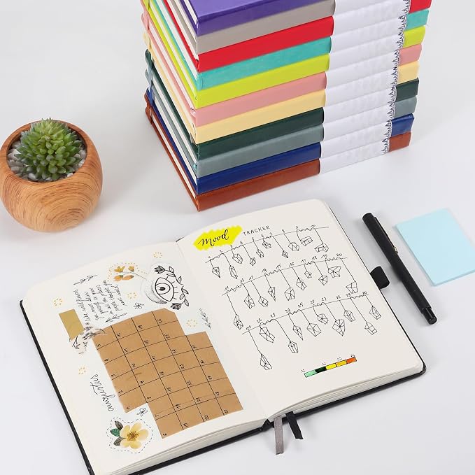 Blank Paper Notebook - 280 Pages A5 Blank Journal Notebook with 100gsm Thick Blank Paper, Hardcover, PU Leather, 5.75'' × 8.38''-Purple