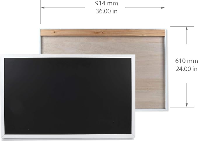Prinz Work from Home Wall-Mounted Desk, White Folding Desk with Chalkboard Front, Space-Saving Floating Desk Design, Ready to Hang, Interior Shelves, 36 x 24 x 5 Inches, White