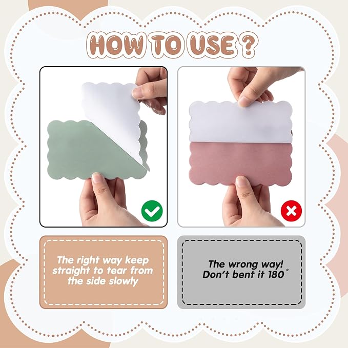 Eaasty 8 Pack Scalloped Sticky Notes Cute Adhesive Memo Pads Vintage Colors Aesthetic Unlined Self Stick Note Pads 3" x 5" Pretty Wavy Sticky Notes Bulk 240 Sheets for School Office Supplies