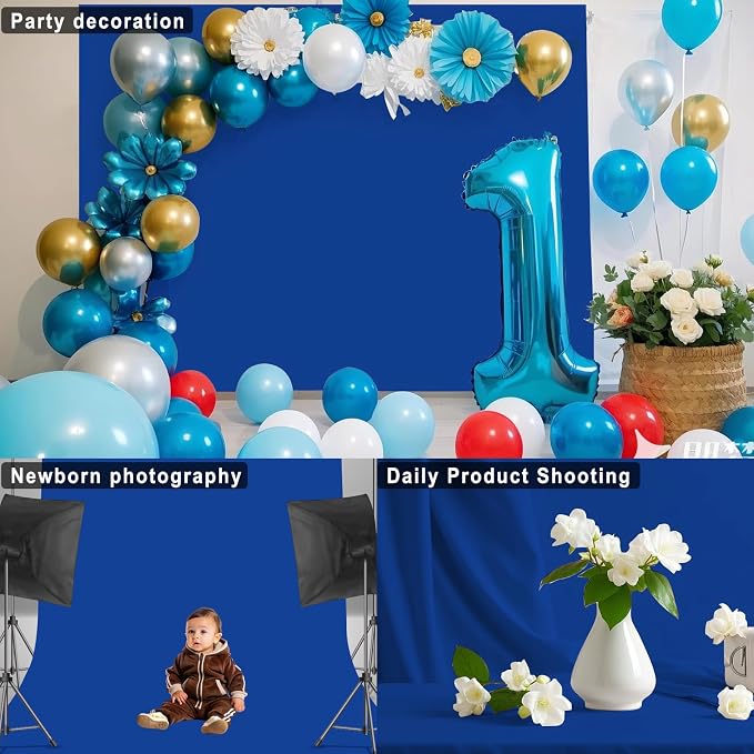 Royal Blue Backdrop for Photoshoot, Professional Photo Backdrop Background Curtain for Product Photography, Portraits, Wedding, Party, Live Streaming Video Recording 7X10 FT