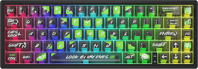 115 Keys Transparent Keycaps with Black Character Cherry Profile Keycaps Set Fit for 60% 65% 75% Cherry Mx Switches Mechanical Keyboard