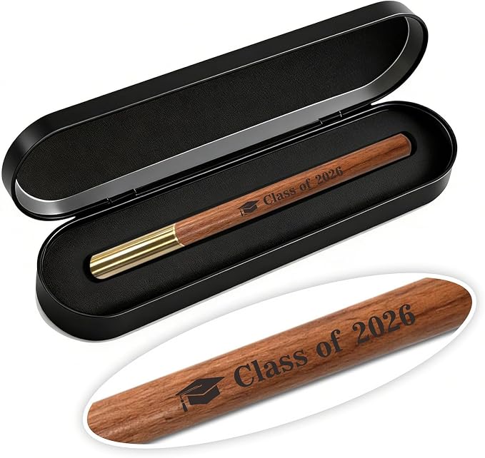 Class of 2026 Engraved Wooden Gel Pen, Graduation Gift Pen with Black Box | Inspirational Graduation Gifts for High School & College Graduates, Meaningful 2026 Commencement Keepsake for Him and Her