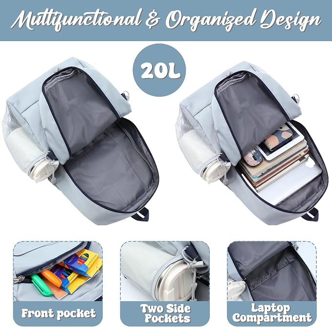 Maitys 6 Pack 17'' Bulk Backpacks with Supplies Kit, Bookbags for Donation Charities (Solid Color,Bungee)