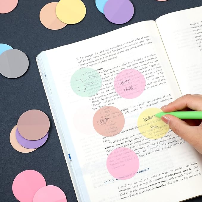 500 Sheets Transparent Sticky Notes Back to School Translucent Clear Sticky Notes Pastel Round Transparent Tabs See Through Memo Pads for Bible Office School Supplies