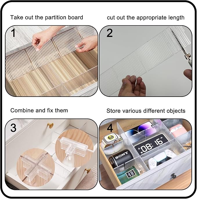 8pcs Adjustable Drawer Dividers Organizer|Expandable Drawer Organizers for Clothes, Kitchen Utensils&Tools, Customizable Drawer Dividers for Drawers|Separadores de Cajones for Storage&Organization