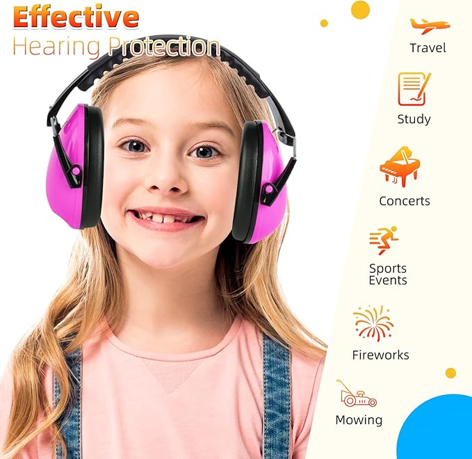 MelonArt Kids Ear Protection Ear Muffs Noise Cancelling Headphones for Kid Toddler Adult Autism Sensory, 27dB Noise Reduction Earmuffs Hearing Safety for Shooting Monster Truck Concert Fireworks