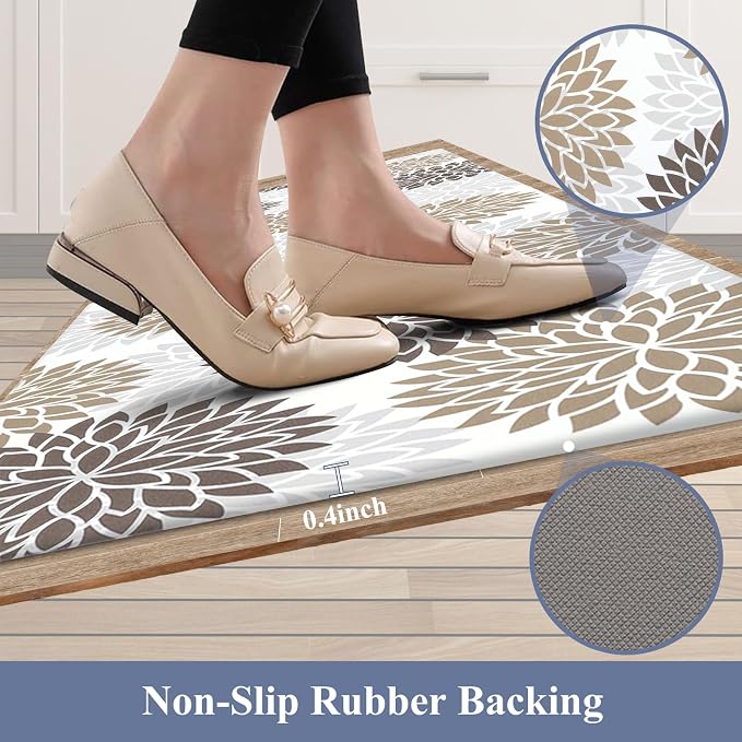 HEBE Anti Fatigue Kitchen Mats for Floor 20"x71", Cushioned Standing Mat | Non Slip Waterproof Kitchen Runner Rug, Heavy Duty Padded Foam Comfort Mat Floor Carpet for Standing Desk, Laundry, Sink