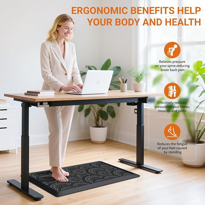 Mattitude 4/5 Inch Kitchen Mat, 20x32in Heavy Duty Ergonomic Comfort Foam Standing Desk Mat, Waterproof Non-Slip Standing Mats and Rugs for Kitchen, Office, Black