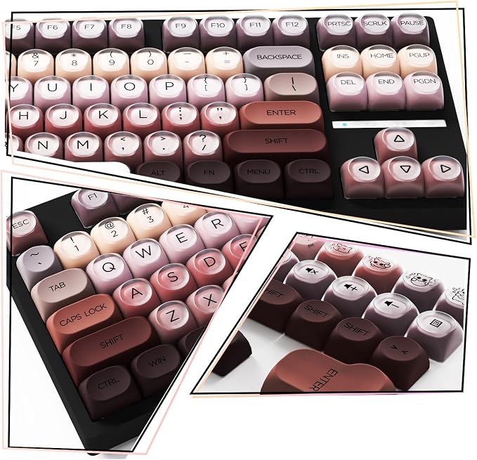 Fogruaden PBT Red Keycaps Set, HOA Profile Cute Custom Keycaps, Compatible with Cherry MX Switch 60% 65% 75% Mechanical Keyboards