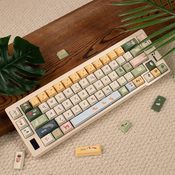 Sumgsn 152 Keys PBT Custom Keycaps Dye Sub Cherry Profile Spring Ranch Keycap Set Fit for 61/64/87/104/108 Cherry Mx Switches ISO ANSI Alice Keyboard Mechanical Keyboards