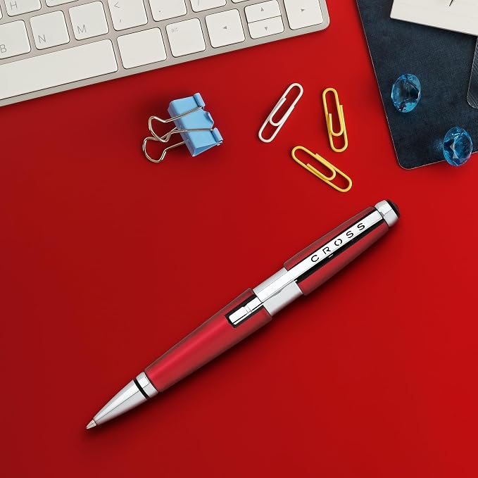 Cross Edge Formula Red Selectip Rollerball Pen, Black Ink - Elegant Accessory for Effortless Writing - Capless Slide-Open & Snap-Shut Design - Ergonomic Shape - Comfortable Grip - Ideal Gift