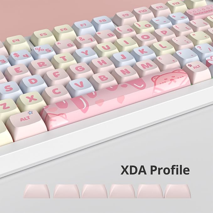 Guffercty kred Strawberry Pink XDA Keycaps Set - Cute PBT Dye-Sublimation for 60%-100% Mechanical Keyboards, Beginner Friendly (Strawberries Pink)