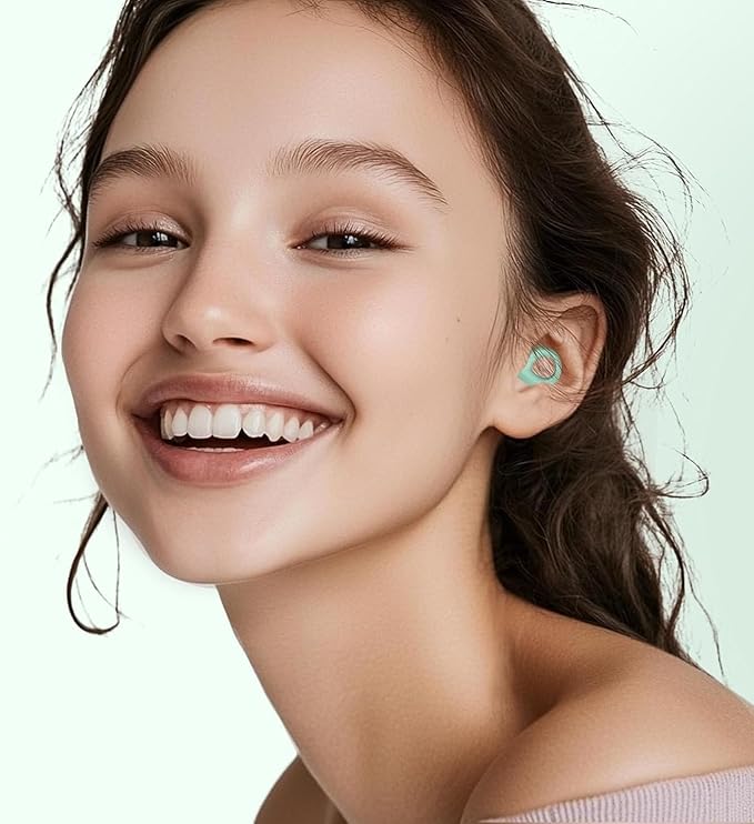 Ear Plugs for Sleeping Noise Cancelling, Reusable Silicone Earplugs for Sleeping, Noise Reduction, Deep Focus, Travel, 30dB Noise Reduction, High Fidelity Hearing Protection (Mint)