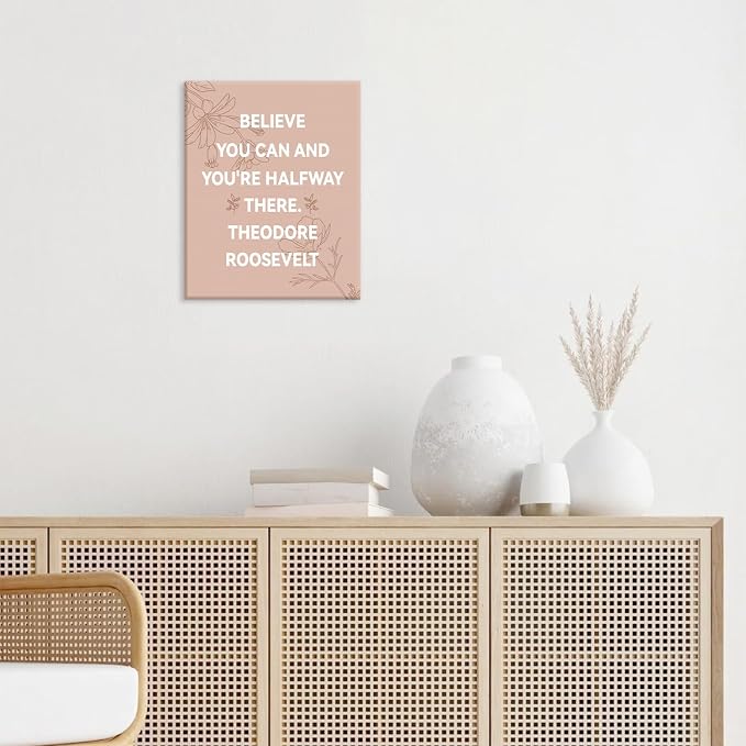 CHDITB Inspirational Canvas Wall Art, You Are Doing Best Wall Decor, Botanical Floral Line Art Poster,Positive Teamwork Affirmation Framed Posters For Office Women Bedroom Living Room Decor 8”X10”