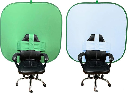 NOVARENA Green Screen Behind Chair Attachment Backdrop Kit – Portable Chroma Key for Streaming, Gaming, Video Calls, Virtual Background, Home Office, Photography – 5ft by 5ft, Reversible, Foldable
