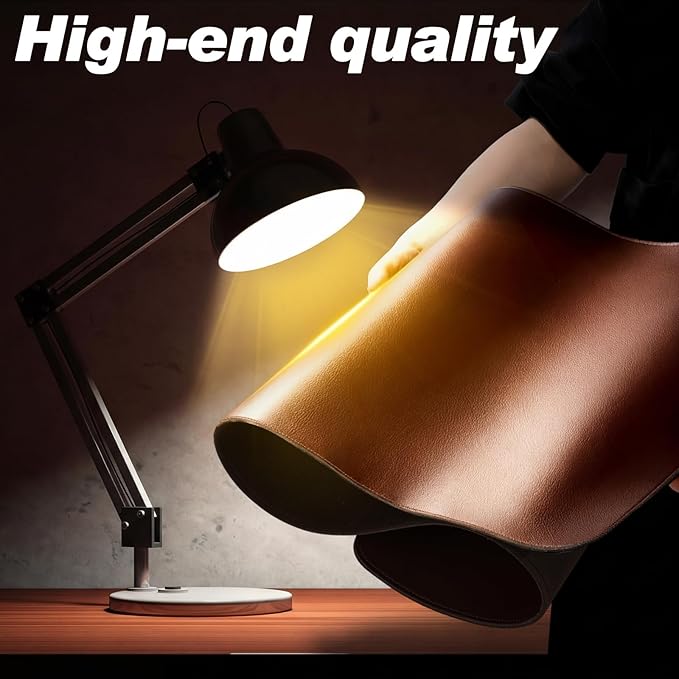 Tegeme Genuine Leather Desk Mat Large Desk Pad 31.5 x 15.7 Inch Non Slip Leather Table Protector with Stitched Edges and Rubber Base Brown Stylish Laptop Mat Smooth Writing for Workspace Home Office
