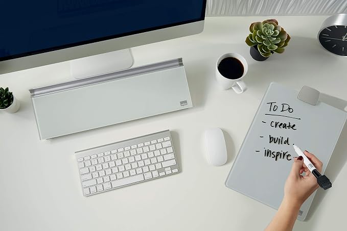 Nobo Glass Dry Wipe Personal Desktop Easel Whiteboard, 21.6 x 29.7 x 3 cm, Brilliant White, 1905173