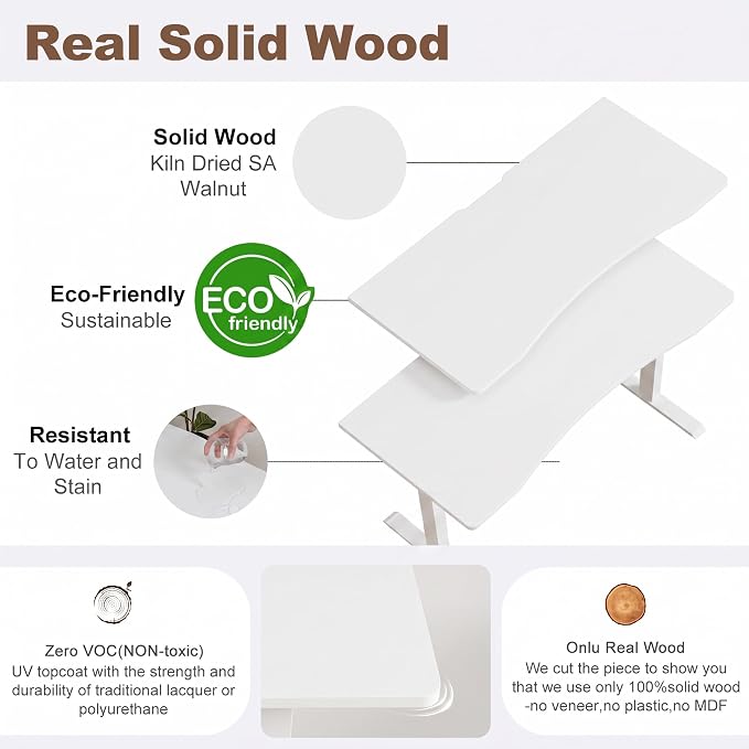 Solid Wood Electric Standing Desk 47.2"x23.6"Home Office Desk,Adjustable Workbench with 3 Stages Single Motor, Computer Workstation with T-Shaped Metal Bracket,Walnut Standing Desk for Gaming(1 Box)