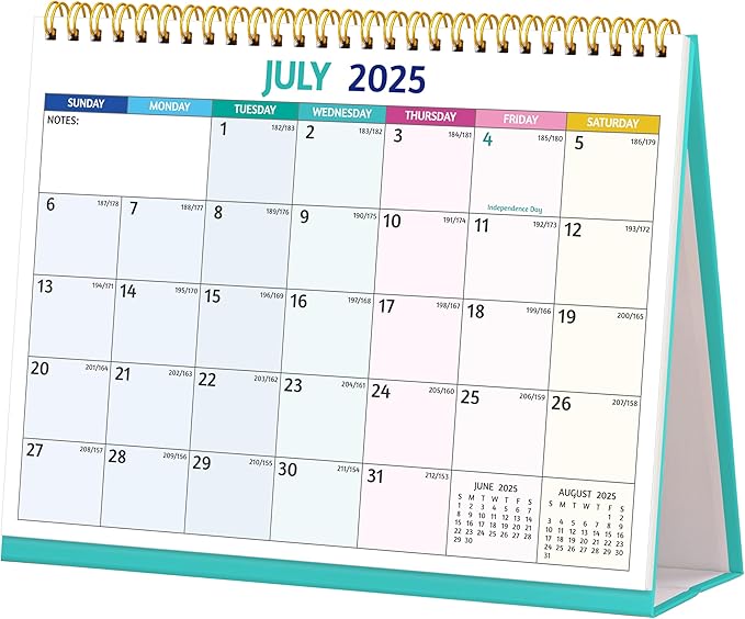 Desk Calendar 2025-2026 - Standing Flip Desktop Calendar 2025-2026, 18 Months Jul 2025 - Dec 2026, 10" x 8", Large with Notes, To-Do, Yearly Overview, Thick Paper, Great for Easy Planning - Multicolor