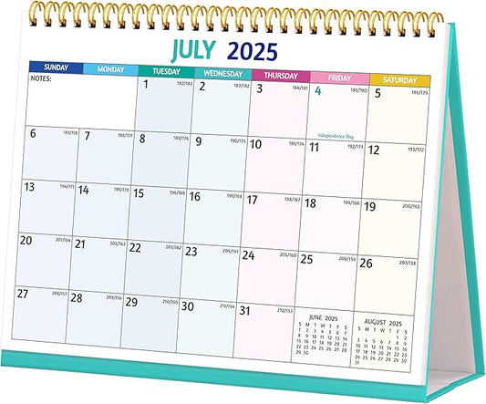 Desk Calendar 2025-2026 - Standing Flip Desktop Calendar 2025-2026, 18 Months Jul 2025 - Dec 2026, 10" x 8", Large with Notes, To-Do, Yearly Overview, Thick Paper, Great for Easy Planning - Multicolor