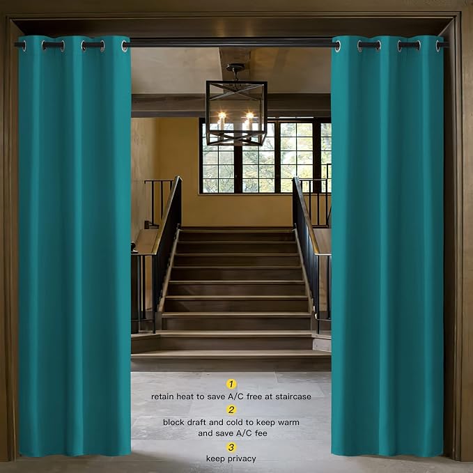 NICETOWN Room Darkening Curtain for Kids Bedroom Nursery Essential Thermal Insulated Solid Grommet Top Drape Panel for Girl Room (Peacock Teal, 1 Panel, 42 x 84 inch)