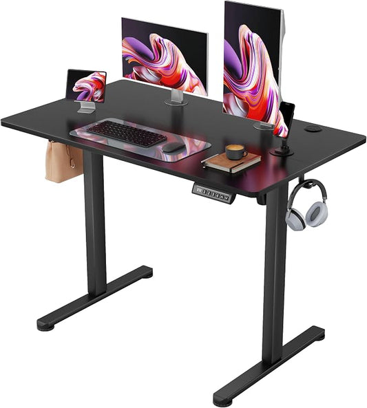 Furmax Electric Standing Desk, 40 x 24 Inches Sit Stand up Desk, Sit Stand Height Adjustable Home Office Desk with 4 Height Position Memory (Black, 40)