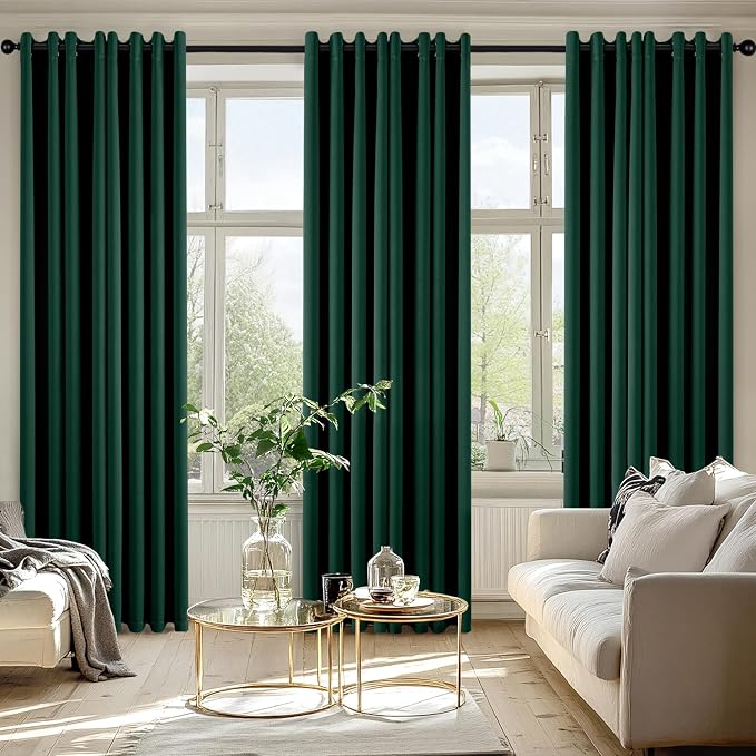 MIULEE Blackout Curtains for Bedroom Living Room 2 Panels, Thermal Insulated Room Darkening Drapes Grommet Noise Reducing Light Blocking Window Treatments 84 Inches Long 50x84 Inch Hunter Green
