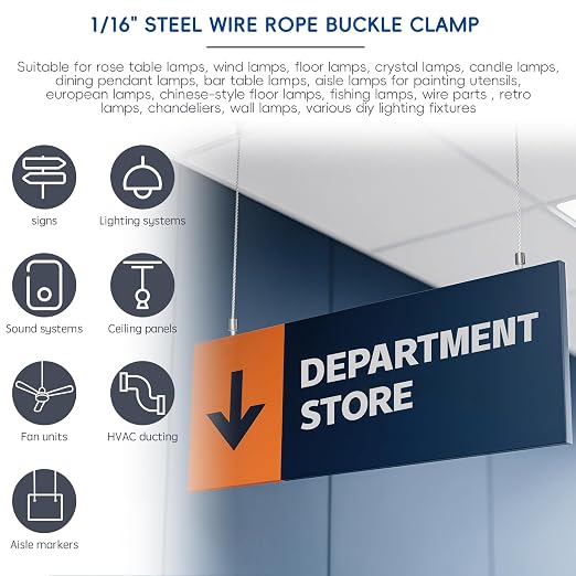 1/16 Inch Cable Clamps, 1/16" M3 304 Stainless Steel Wire Rope Cable Clip Clamp, Reusable One Way Wire Rope Clips for 1.5mm-2.0mm Cable for Holiday Decorations for Outdoors/Indoors- 4 PCS