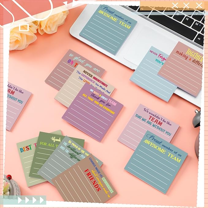 Yinder 24 Pcs Inspirational Sticky Notes Thank You Gift Motivational Sticky Note Pad Employee Appreciation Gift Bulk for Staff Coworker Teacher Nurse Office Groups 3 x 3'' (Thank You,Morandi)