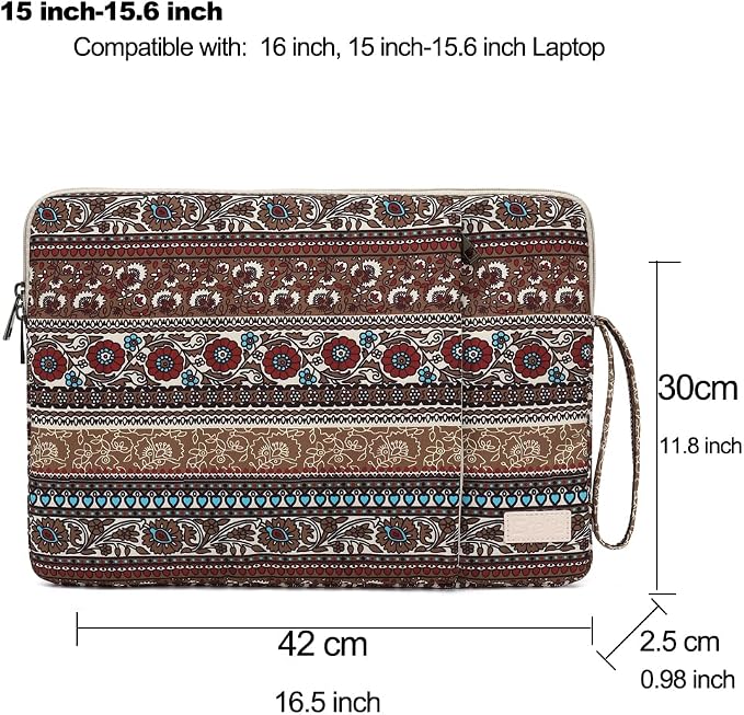 Laptop Sleeve 13.3 inch14 Inch, 15.6inchWater Resistant Traveling Computer Cover with Handle, Shockproof Protective Carrying Laptop Case (Y8-Khaki Bohemia, 15 inch-15.6 inch)