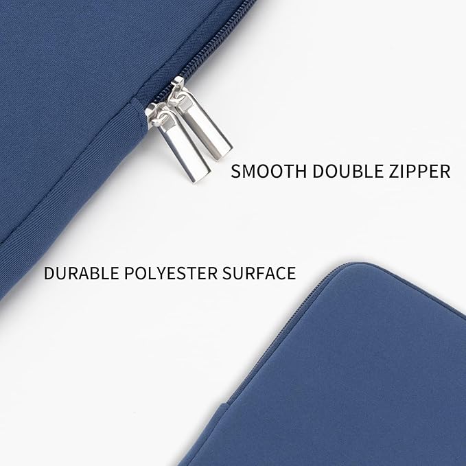 RAINYEAR Laptop Sleeve Case Compatible with 13.3 Inch Notebook Computer Tablet Chromebook 14" MacBook Pro/Max M1 M2 M3 M4 M5 Soft Cover Protective Case Zipper Carrying Bag (Navy Blue)