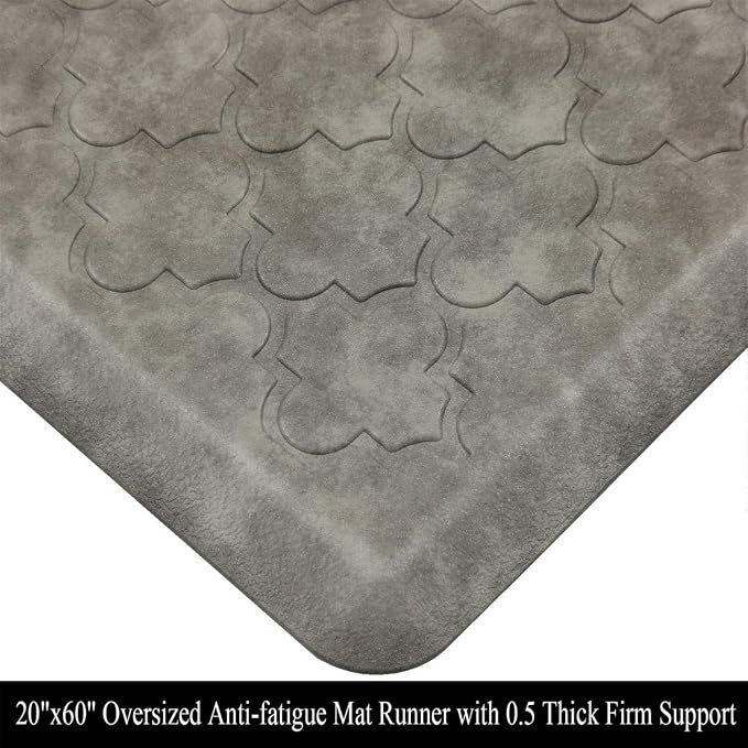 HEBE Anti Fatigue Kitchen Mats for Floor 20"x60", Cushioned Standing Mat | Non Slip Waterproof Kitchen Runner Rug, Heavy Duty Padded Foam Comfort Mat Floor Carpet for Standing Desk, Laundry, Sink