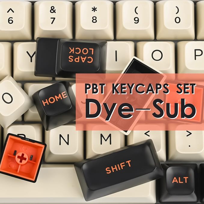 Guffercty kred 150 Keys ASA Keycap PBT Double-Shot Custom Keycaps Set with 6.25u and Split Spacebar for ANSI & ISO Layout MX Switches Mechanical Keyboard (ASA-Carbon)
