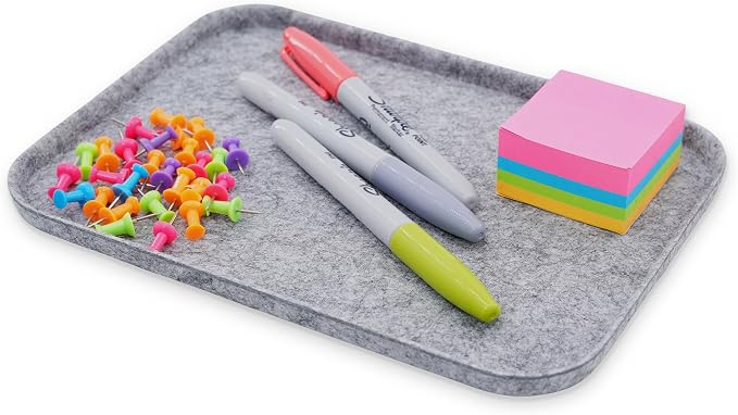 Felt tray Lid for Storage Bins Drawer Organizer bin cap of box for junk stuff stationery makeup jewelry closet bathroom minimalist lifestyle (Gray Lid, S)