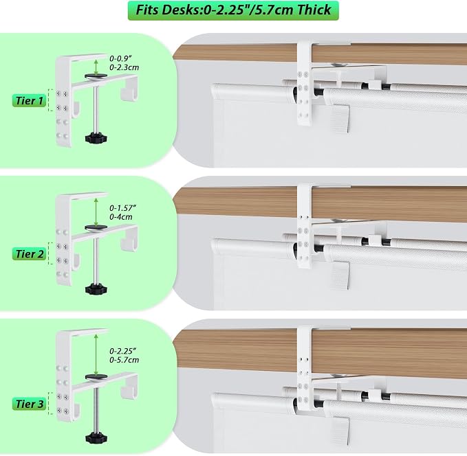 KEEGH Under Desk Cable Management Tray 36", No Drill Cord Organizer, White | Heavy Duty, Large Capacity, 3-Level Clamp Fit 0"-2.5" Desks, Clamp/Screw Mount, for Home, Office, Gaming, Room, Studio