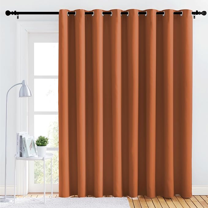 NICETOWN Bedroom Blackout Curtain Panel - (120 inches by 102 inch, Burnt Orange, 1 PC) Energy Saving Thermal Insulated Grommet Blackout Drapery for Patio, Room Divider Curtain